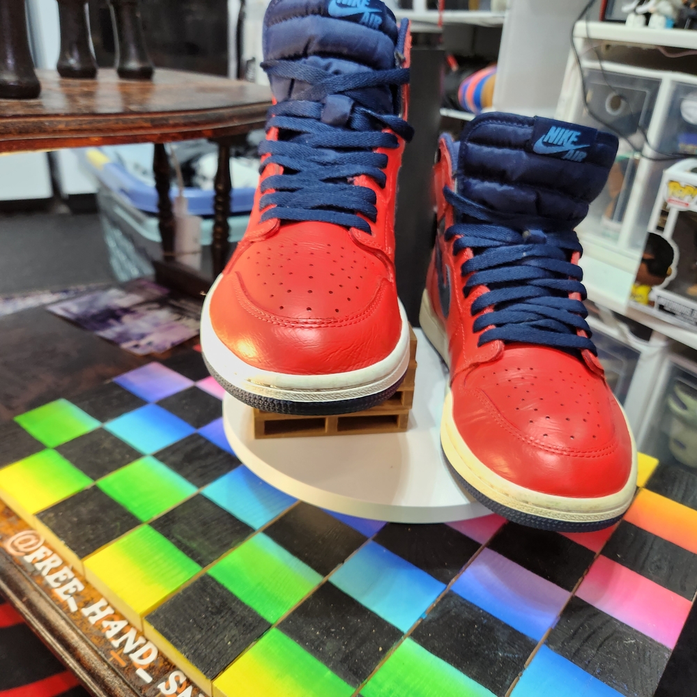 Nike Men's Red and Blue High-Top Sneakers - Picture 6 of 9